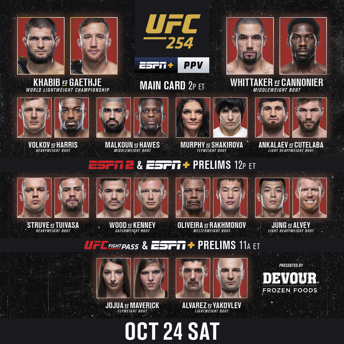 UFC 254 Full Fight Card