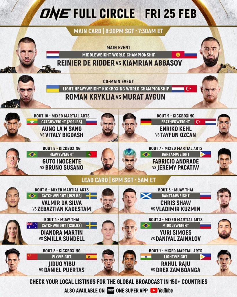 ONE Full Circle Fight Card