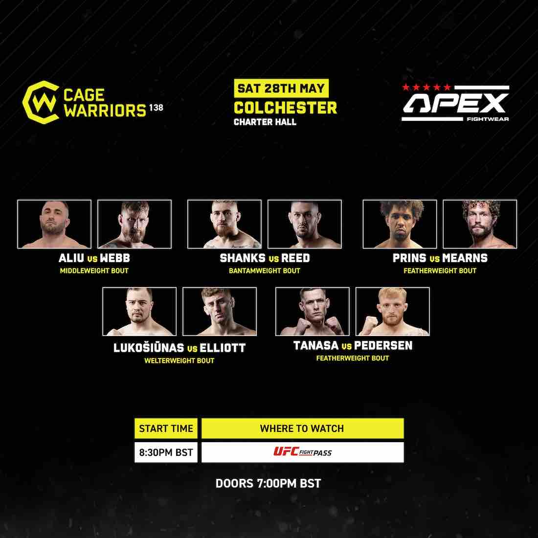 Cage Warriors 138 Full Fight Card