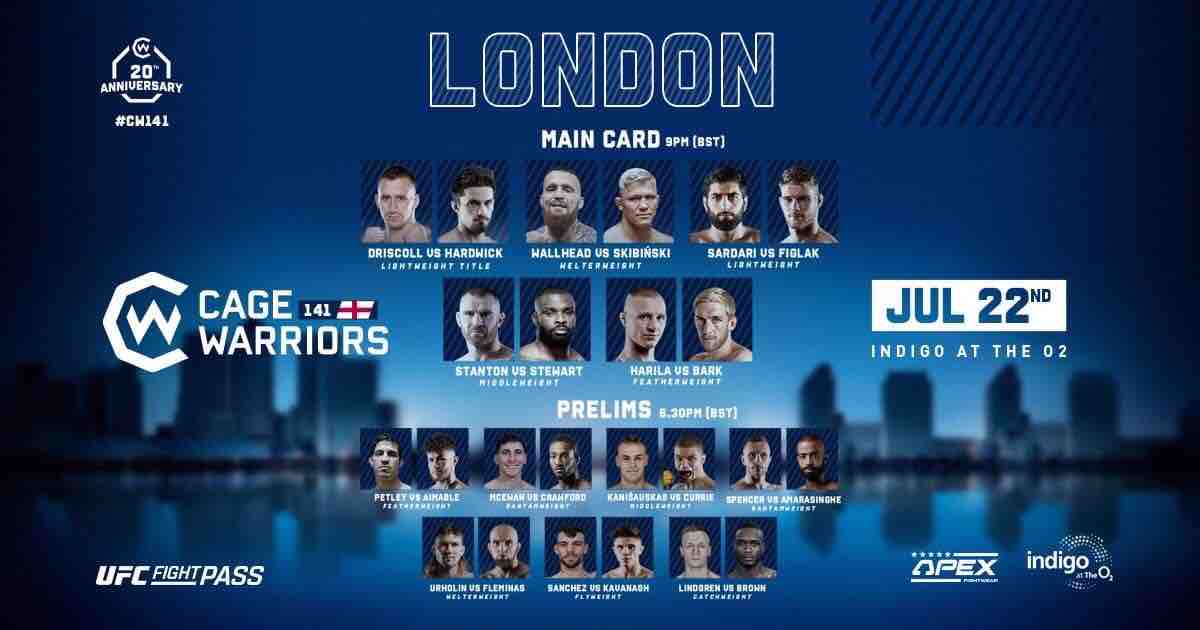 Cage Warriors 141 Full Fight Card