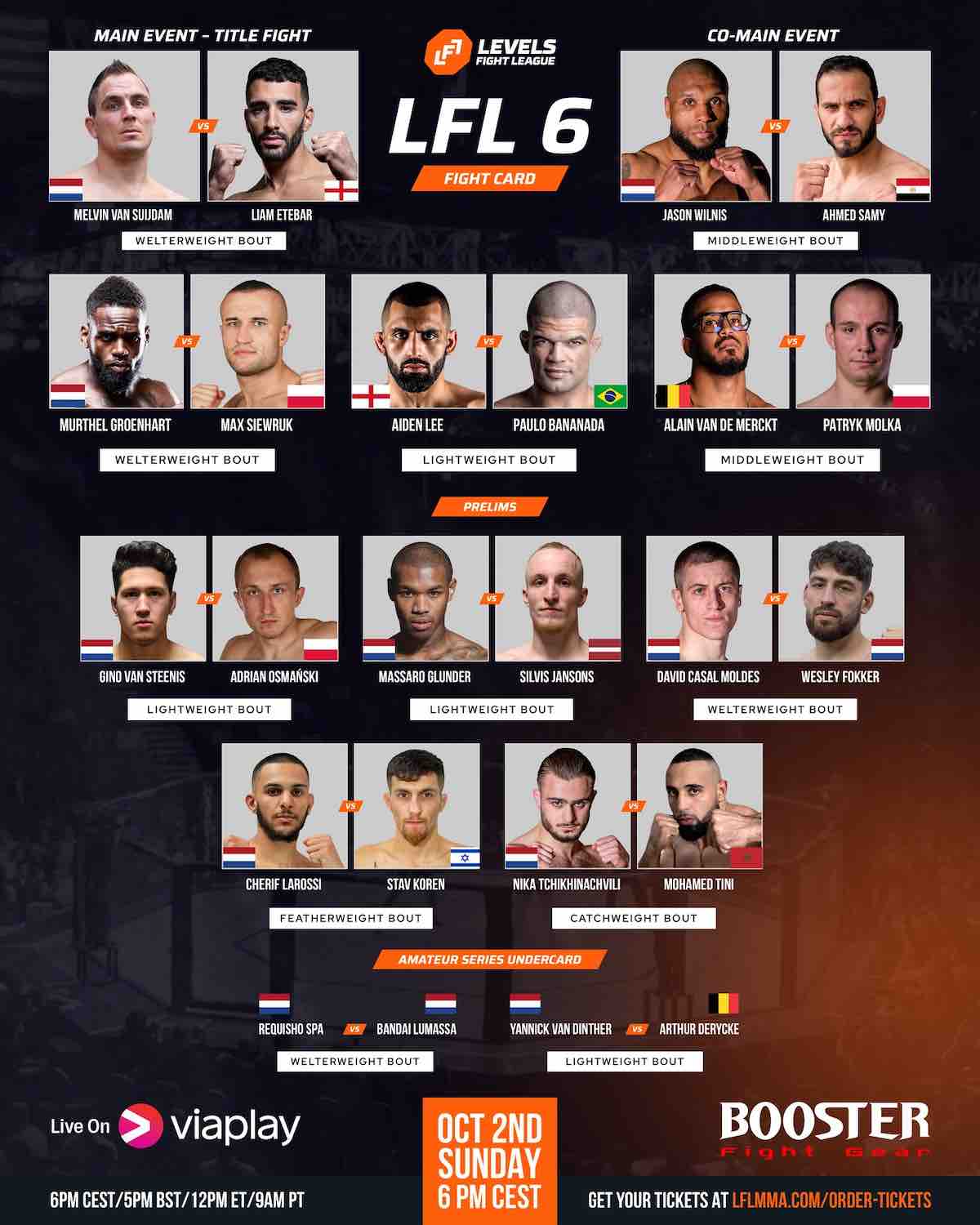 Levels Fight League 6 Fight Card
